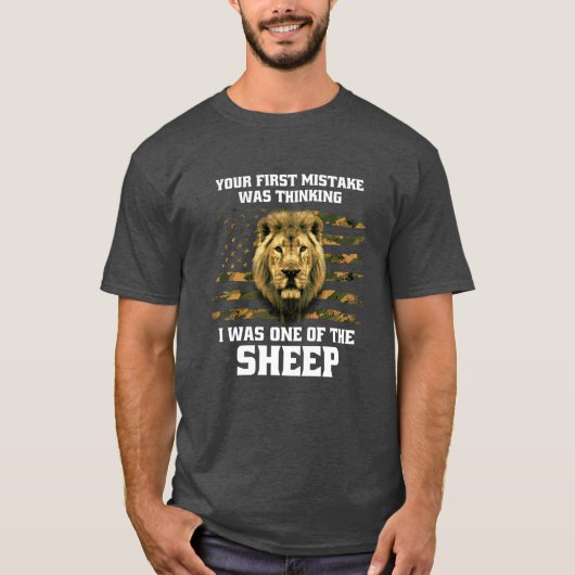 Leeuw eerste fout schaap t-shirt (Voorkant)