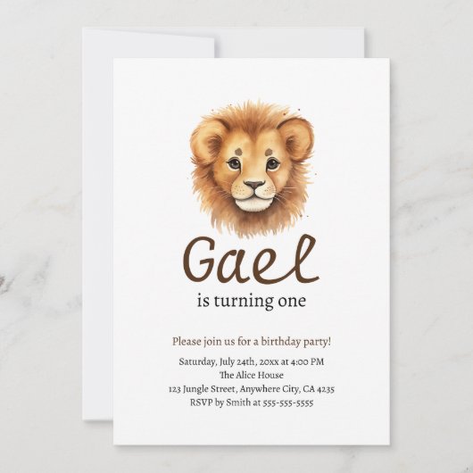 Leeuw Eerste Koning van het Oerwoud Verjaardag Kaart (Voorkant)