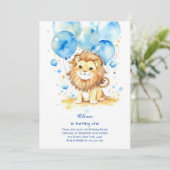 Leeuw eerste verjaardag uitnodiging (Staand voorkant)
