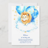Leeuw eerste verjaardag uitnodiging (Voorkant)