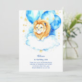 Leeuw eerste verjaardag uitnodiging (Staand voorkant)