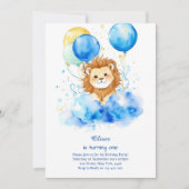 Leeuw eerste verjaardag uitnodiging (Voorkant)