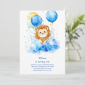 Leeuw eerste verjaardag uitnodiging (Staand voorkant)