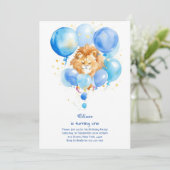 Leeuw eerste verjaardag uitnodiging (Staand voorkant)