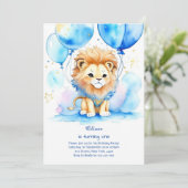 Leeuw eerste verjaardag uitnodiging (Staand voorkant)