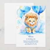 Leeuw eerste verjaardag uitnodiging (Voorkant / Achterkant)