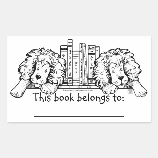 Leeuw eindigt gepersonaliseerde boekenplaat rechthoekige sticker (Voorkant)