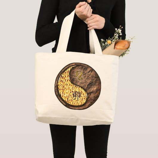 Leeuw en aarde konijn grote tote bag (Voorkant (product))