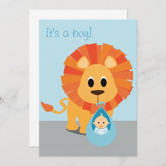 Leeuw en Baby - Het is een jongen! (Voorkant / Achterkant)