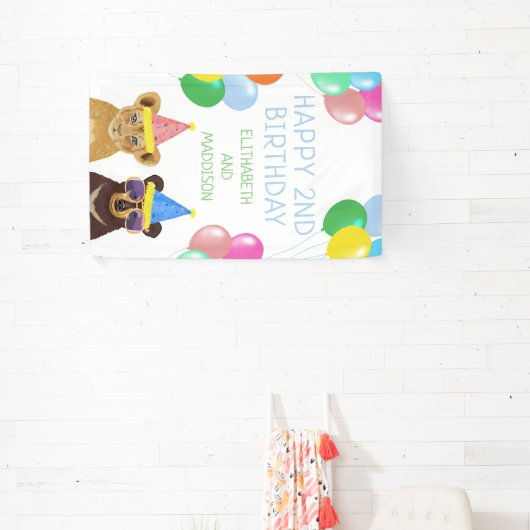 Leeuw en Beer tweede verjaardag Spandoek (Insitu)