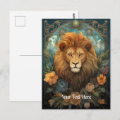 Leeuw en bloemen briefkaart (Voorkant / Achterkant)