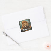 Leeuw en bloemen vierkante sticker (Envelop)
