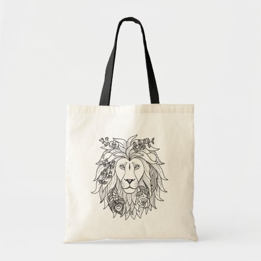 Leeuw en de Krabbel van Bloemen Tote Bag (Voorkant)