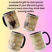 Leeuw en een konijn grappig ontwerp mok