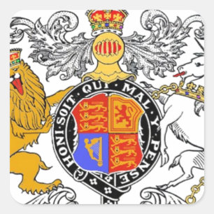 LEEUW EN EENHOORN WAPEN VIERKANTE STICKER