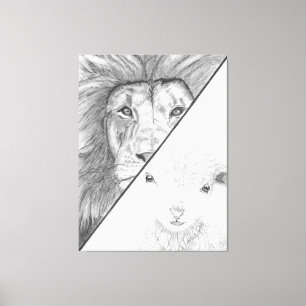 Leeuw en het lam canvas afdruk