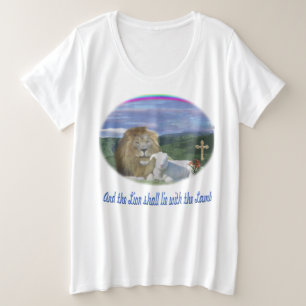 Leeuw en het lam christelijk grote maat t-shirt
