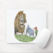 Leeuw en het lam christelijke geschenken muismat (Met muis)