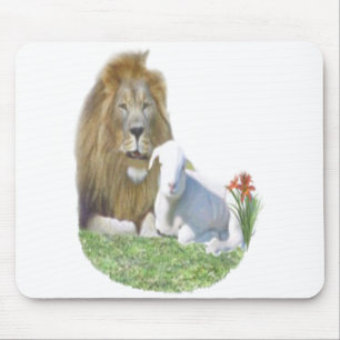Leeuw en het lam christelijke geschenken muismat