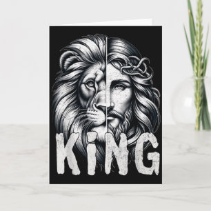 Leeuw En Jezus Koning Christelijk Geloof Ontwerp Kaart