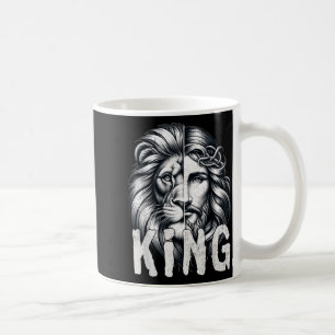 Leeuw En Jezus Koning Christelijk Geloof Ontwerp Koffiemok