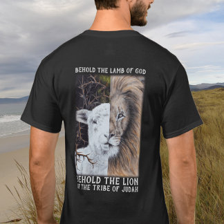 Leeuw en Lam aanpasbaar zwart T-shirt