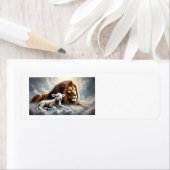 Leeuw en lam Adresetiketten Etiket (Insitu)