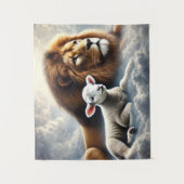 Leeuw en Lam Art Tapestry Wandkleed (Voorkant)