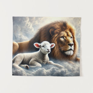 Leeuw en Lam Art Tapestry Wandkleed