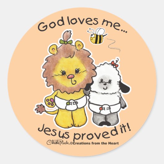 Leeuw en Lam Baby's Ronde Sticker (Voorkant)