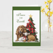 Leeuw en Lam bij kerstboomvakantie Kaart (Gele Bloem)