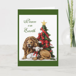 Leeuw en Lam bij kerstboomvakantie Kaart