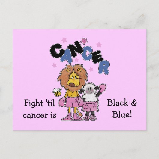 Leeuw en Lam Boxers-Make Kanker Zwart en Blauw Briefkaart (Voorkant)