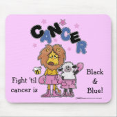 Leeuw en Lam Boxers-Make Kanker Zwart en Blauw Muismat (Voorkant)