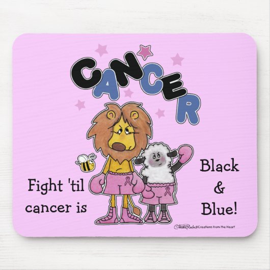 Leeuw en Lam Boxers-Make Kanker Zwart en Blauw Muismat (Voorkant)