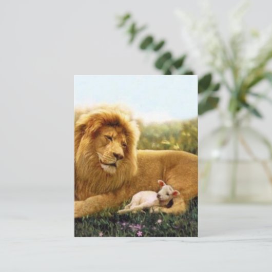 Leeuw en Lam Briefkaart (Staand voorkant)