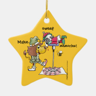 Leeuw en Lam Candy Cane Makers Keramisch Ornament