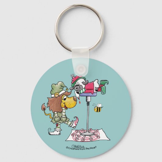 Leeuw en Lam Candy Cane Makers Sleutelhanger (Voorkant)