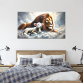 Leeuw en Lam Canvas Kunst (Insitu (Slaapkamer))
