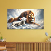 Leeuw en Lam Canvas Kunst (Insitu (Woonkamer))