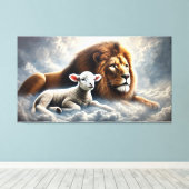 Leeuw en Lam Canvas Kunst (Insitu (Houten vloer))