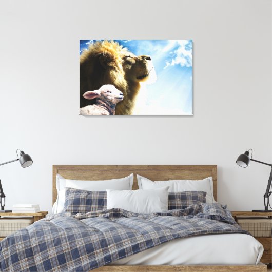 Leeuw en Lam Canvas Kunst (Insitu (Slaapkamer))