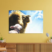 Leeuw en Lam Canvas Kunst (Insitu (Woonkamer))