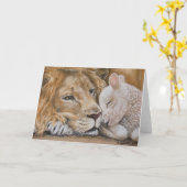 Leeuw en Lam door TACS 5x7 wenskaart Kaart (Gele Bloem)