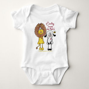 Leeuw en Lam Hart Patches Romper