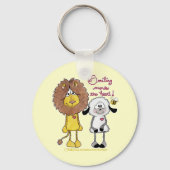 Leeuw en Lam Hart Patches Sleutelhanger (Voorkant)