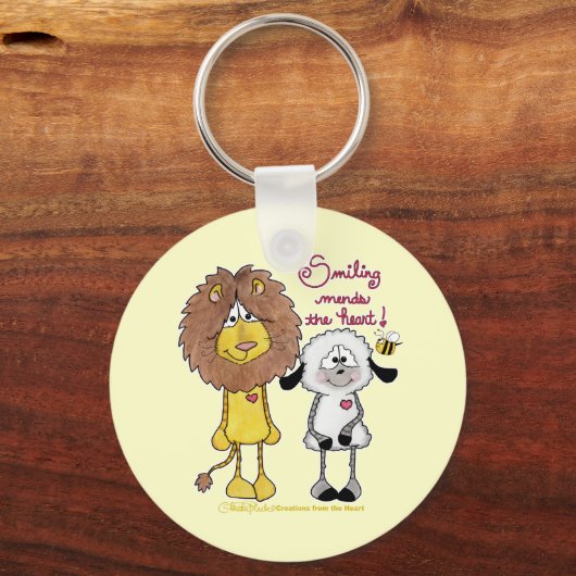 Leeuw en Lam Hart Patches Sleutelhanger (Voorkant)