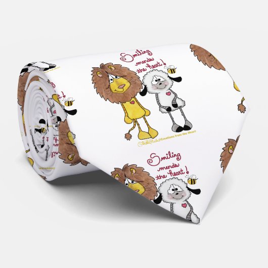 Leeuw en Lam Hart Patches Stropdas (Opgerold)