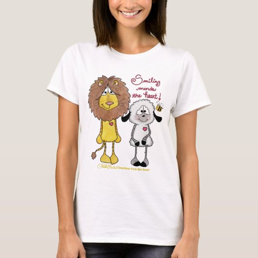 Leeuw en Lam Hart Patches T-shirt (Voorkant)