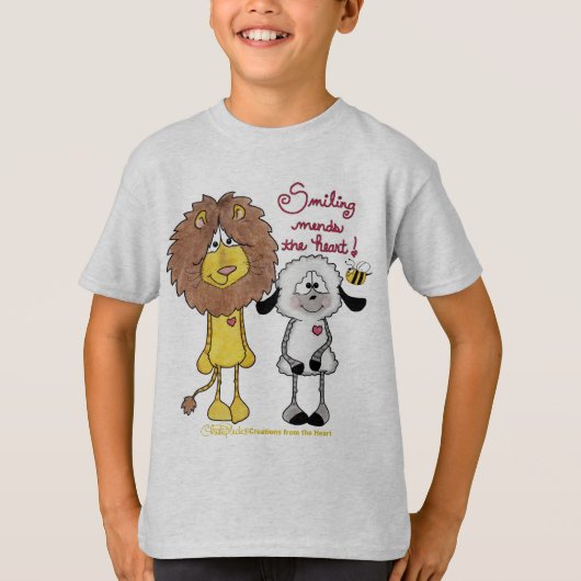 Leeuw en Lam Hart Patches T-shirt (Voorkant)